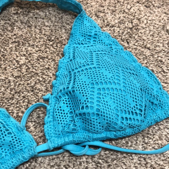 Lace Teal Swimsuit top - Picture 2 of 5